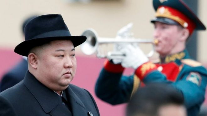 Лидер Северной Кореи Ким Чен Ын на церемонии во Владивостоке