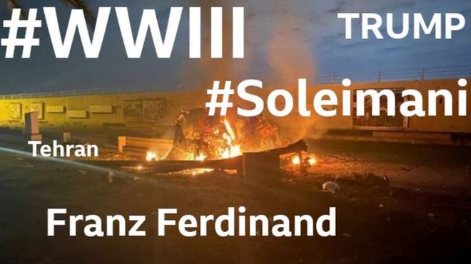 Djegia e mbeturinave në Bagdad me mbivendosje të hashtagjve