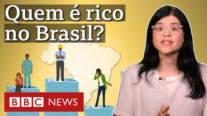 Ilustração com profissionais e cédulas de reais, a repórter Camilla Veras Mota e o texto: quem é rico no Brasil