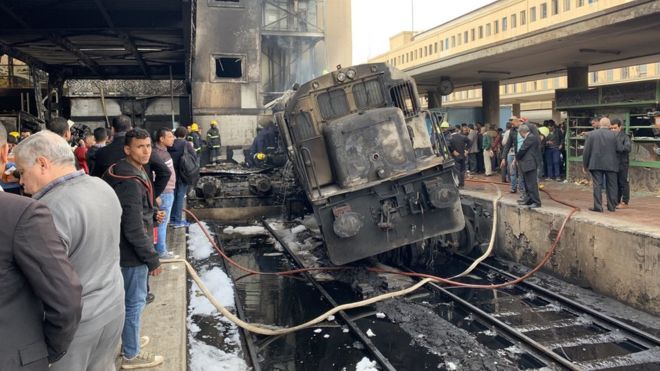 Последствия столкновения поездов и пожара на станции Рамзес в Каире, Египет (27 февраля 2019 года)