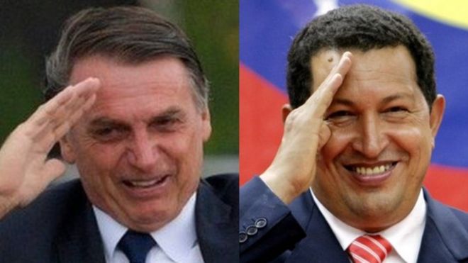 Jair Bolsonaro e Hugo Chávez batem continência