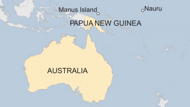 На карте показаны австралийские центры содержания под стражей на острове Манус и в Науру-нц