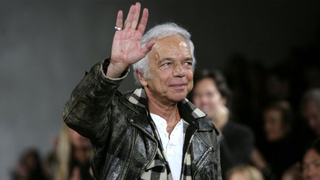In this file picture taken on February 8, 2008, designer Ralph Lauren waves at the conclusion of his Fall 2008 women"s fashion show during Fashion Week in New York