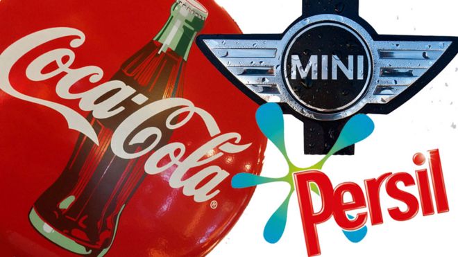 Coca Cola, Mini y Persil logos