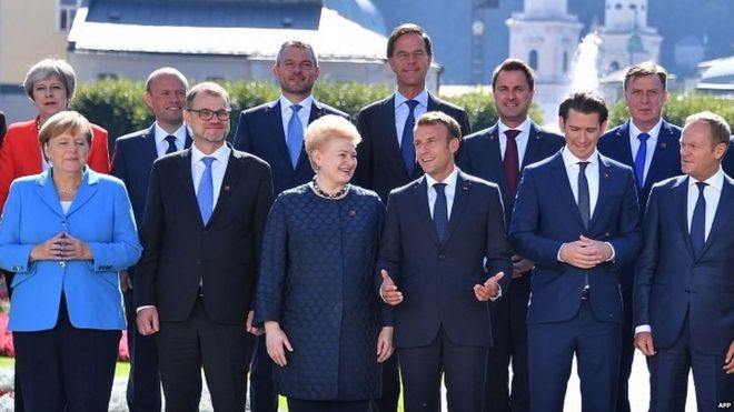 Лидеры ЕС на неформальном саммите в Зальцбурге в прошлом месяце