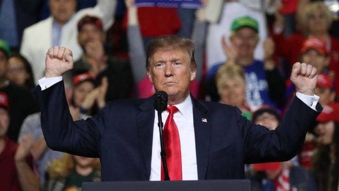 Donald Trump durante un mítin.
