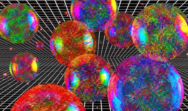 Ilustração de bolhas em um multiverso