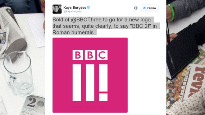 BBC Три логотипа твит