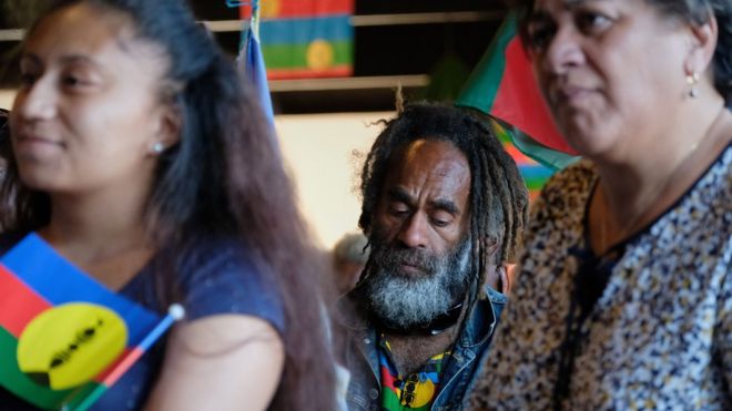 Supporters attend the closing meeting of the Kanak and Socialist National Liberation Front (FLNKS) campaign for a "yes" to New Caledonia's independence from France in Noumea, 30 October 2018