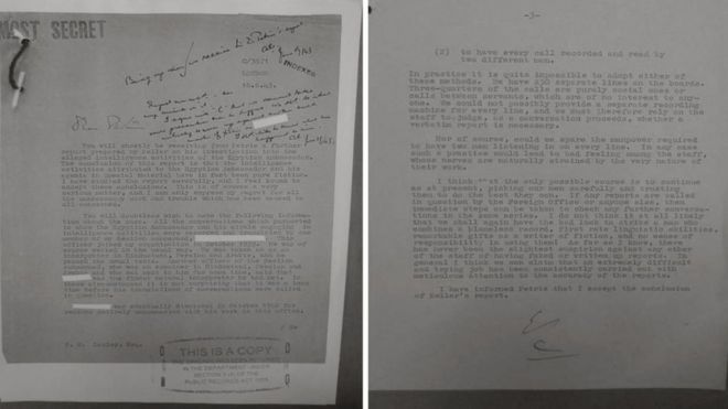 Письмо Стюарта Мензиса, подписанное С, глава МИ-6, об Александре Уилсоне, 1943 г.