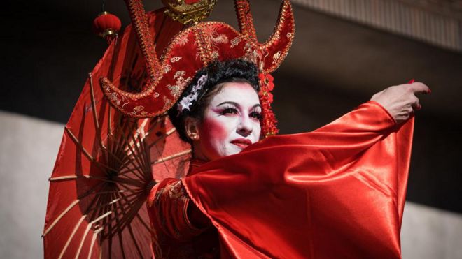 Woman celebrate Chinese lunar year