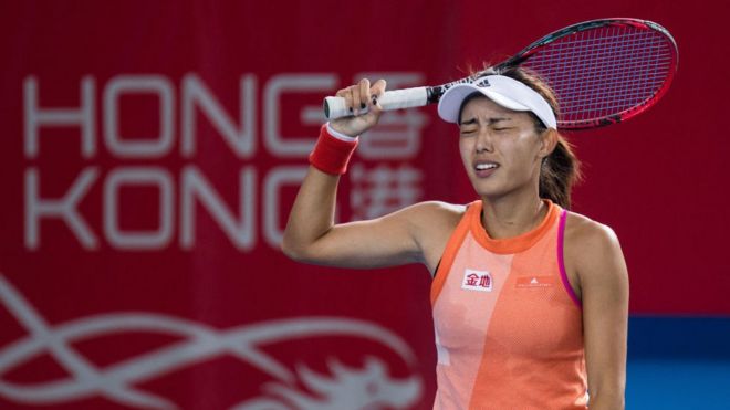 Chinese player Wang Qiang at the Hong Kong Open tennis tournament 2017