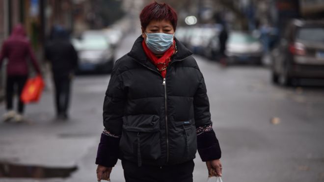 戴著口罩的武漢市民