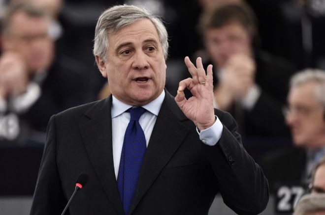 Member of the European People's Party Antonio Tajani pictured on January 17, 2016.