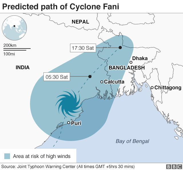 Карта Циклона Фани