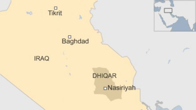 Карта Ирака с указанием местонахождения Насирии