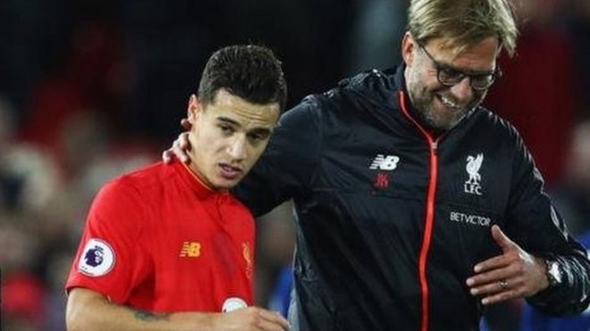 Phillipe Coutinho na kocha wake Klopp