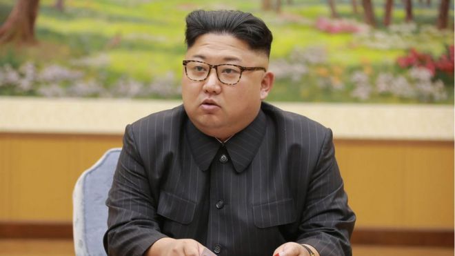 Kim Jong-un at a meeting in 2017