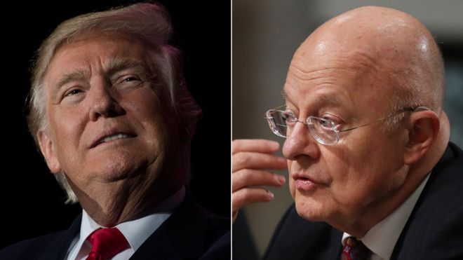 Composite image of Donald Trump and James Clapper