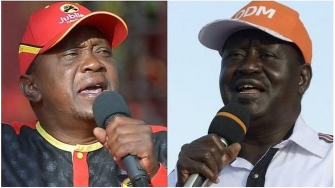 Rais Uhuru Kenyatta na mpinzani wake Raila Odinga