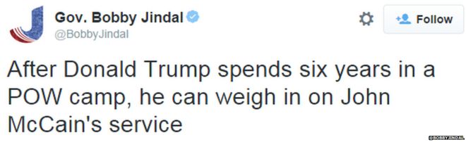 Твит от кандидата в президенты от республиканцев Бобби Джиндал