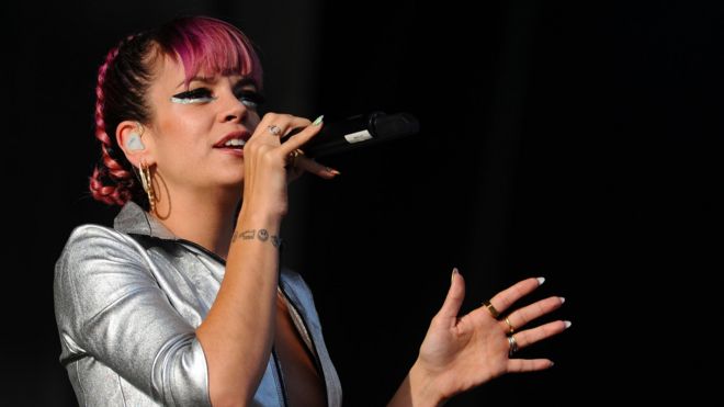 Lily Allen performs on Day 2 of the V Festival at Hylands Park on August 17, 2014 in Chelmsford