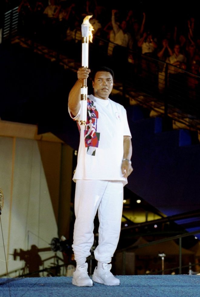 Muhammad Ali with the Olympic flame in 1996