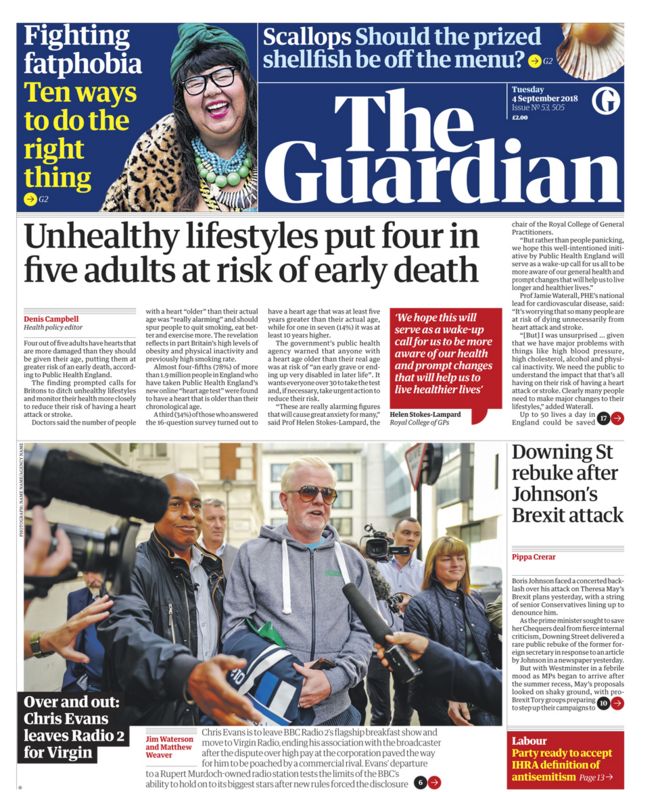 Guardian front page - 04/09/18