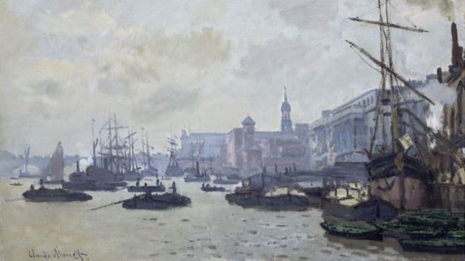 Картина Моне с лодками на Темзе