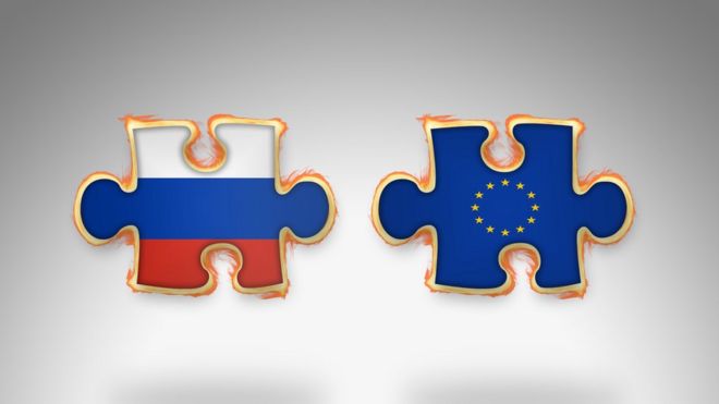 Европа и Россия в форме частей головоломки