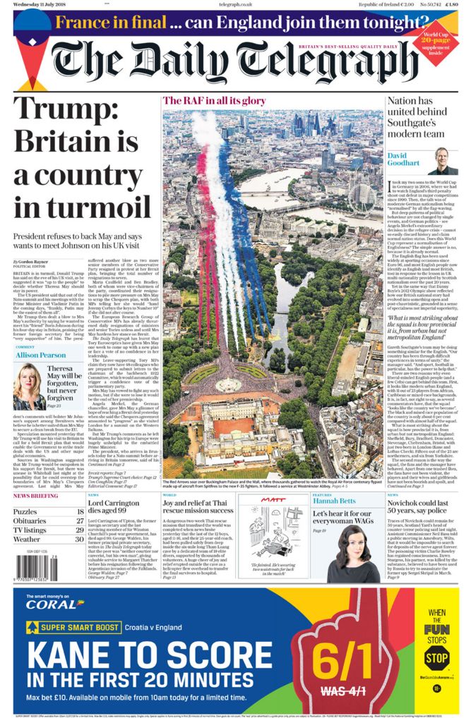 Daily Telegraph front page