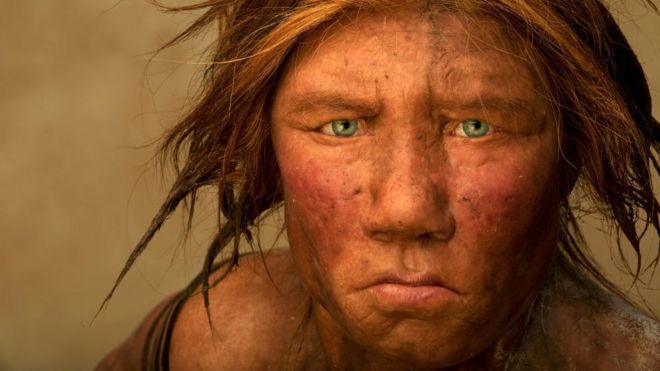 The Neanderthal woman was re-created and built by Dutch artists Andrie and Alfons Kennis