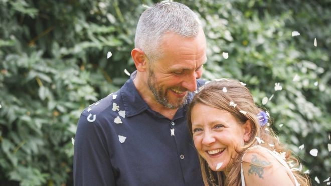 Russell and Wendy Davison on their wedding day