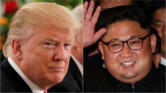 Composite of Donald Trump (L) and Kim Jong-un (R)