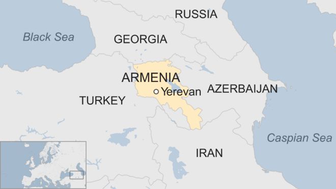 Карта BBC, показывающая местонахождение Армении