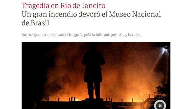 Clarín cita "tragédia" em reportagem publicada no site