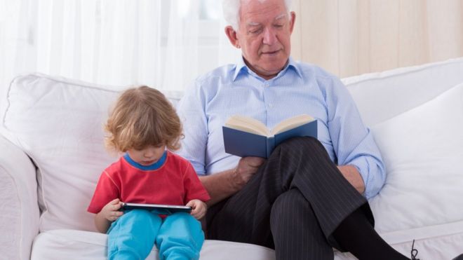 Man and grandson