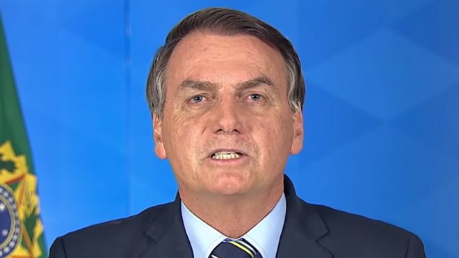 O presidente Jair Bolsonaro durante o pronunciamento realizado em 24 de março de 2020