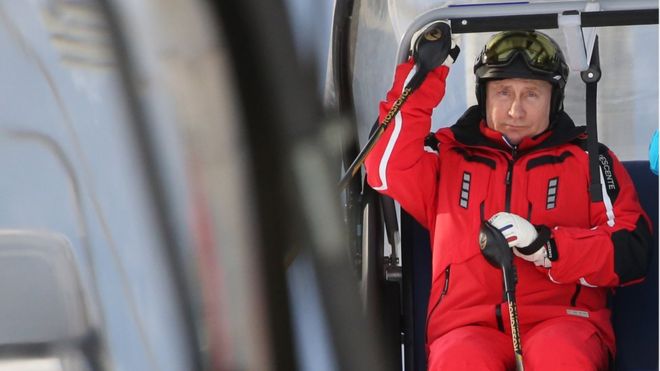 Путин на подъемнике в Сочи