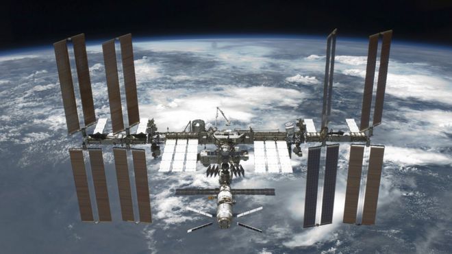 Международная космическая станция на орбите вокруг Земли