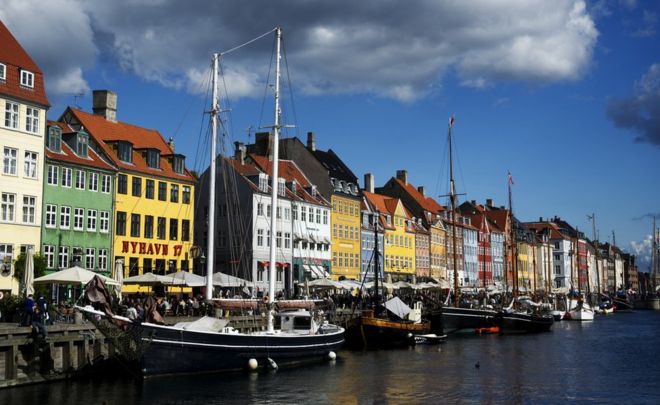 Канал в Копенгагене выложен привлекательными разноцветными зданиями