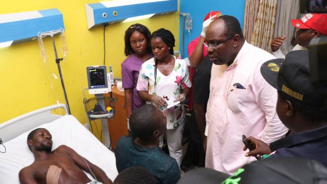 Image result for Dickson and Douye Diri visit victims in hospital