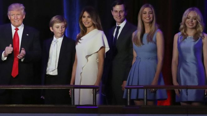 Семья Трампа на сцене в победной речи Дональда
