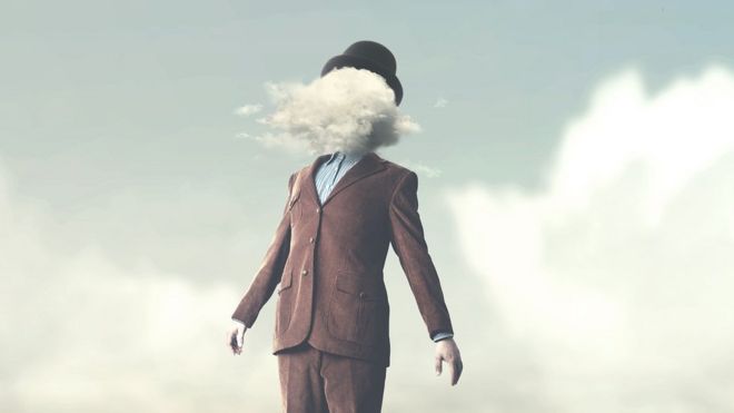 иллюстрация человека в облаках