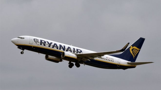 Полет Ryanair в воздухе