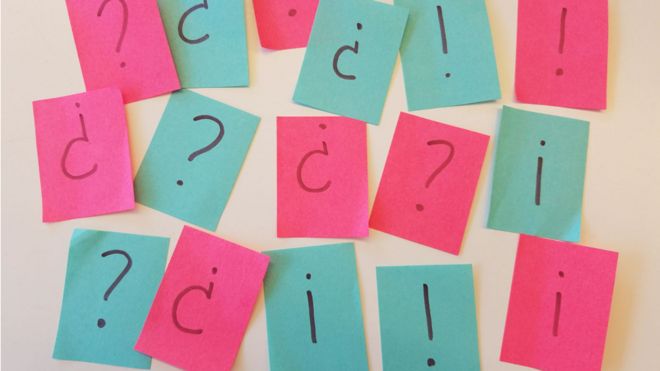 Signos de interrogación y exclamación.
