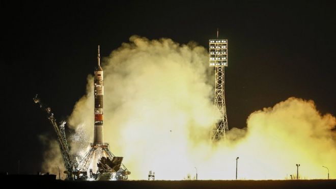 Запуск ракеты "Союз" 14 марта 2019 года