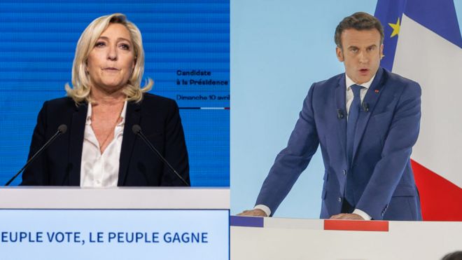 Marine Le Pen y Emmanuel Macron