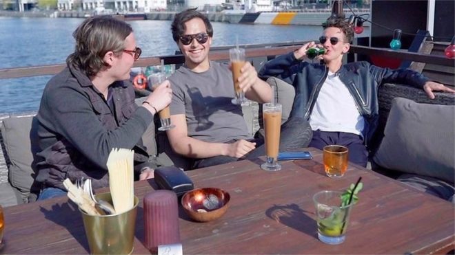 Men in Swedish bar
