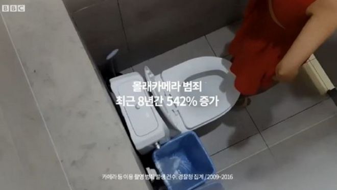 Kamera tersembunyi diletakkan di toilet-toilet perempuan di Korea Selatan.